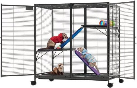 VEVOR Kleintierkäfig aus Metall 3-stöckig für Frettchen, Chinchillas und Kaninchen mit Rollen, B/T/H: 90 x 58 x 96 cm - Bild 1