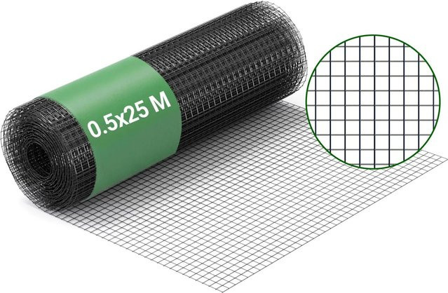 Wiltec Maschendrahtzaun aus Stahl mit PVC-Beschichtung in Schwarz, Höhe: 50 cm, Länge: 25 m - Bild 1