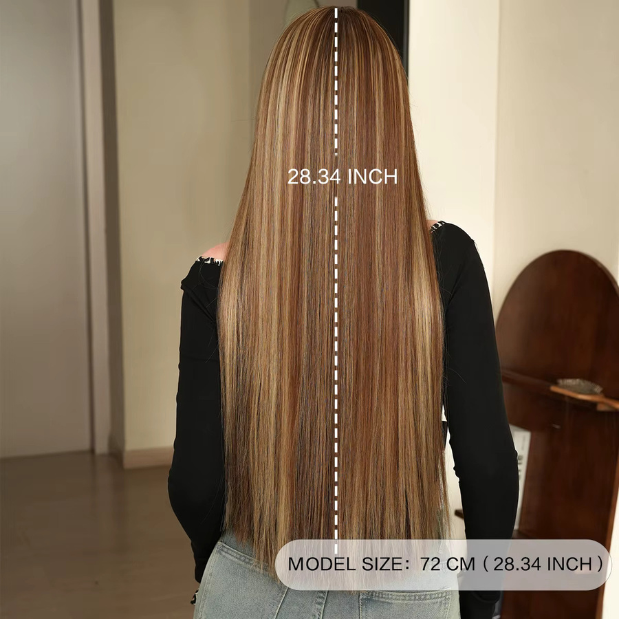 7JHH WIGS Kunsthaarperücke für Damen, lange glatte Perücke, goldbraun - Bild 3