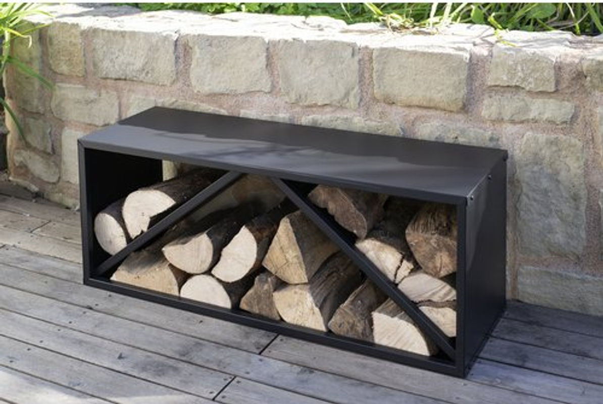 Westmann modernes Kaminholzregal aus Stahl in Schwarz, B/T/H: 104 x 34,5 x 40 cm - Bild 7