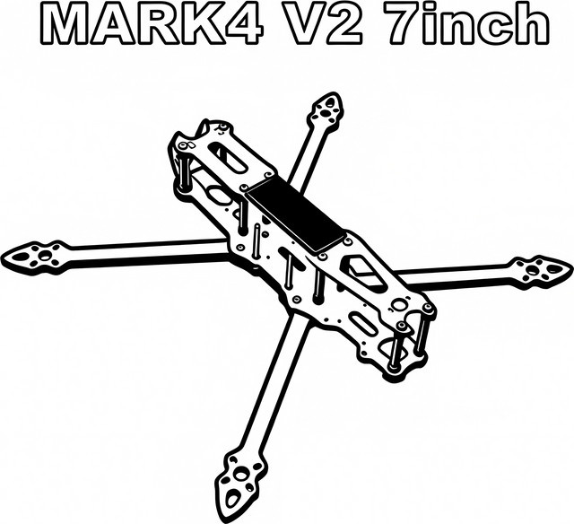 RCTOSKY MARK4-V2 FPV-Rahmen-Kit aus Kohlefaser in Schwarz für O3 Racing Drohnen und Freestyle Quadcopter, verfügbar als 5 Zoll (240mm) oder 7 Zoll (295mm) mit 5mm Armen - Bild 1