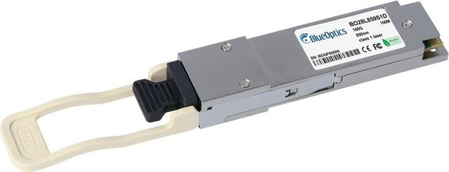 BlueOptics Kompatibler HPE Q2F19A BO28L859S1D QSFP28 Transceiver, 100GBASE-SR4, MPO/MTP, Multimode Fiber, 4x850nm, 100 Meter, DDM, Silber - Bild 1