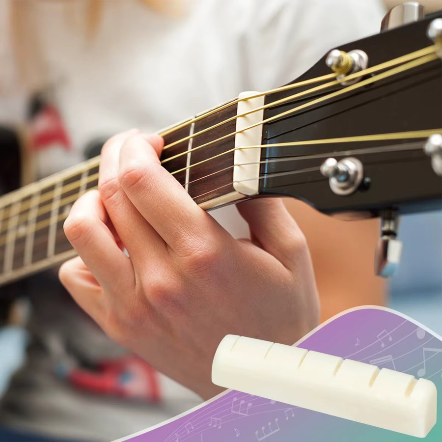 Miwayer Set aus 4 Knochensteg-Sattelmuttern für 6-saitige Akustikgitarren aus Rindknochen in Weiß - Bild 5