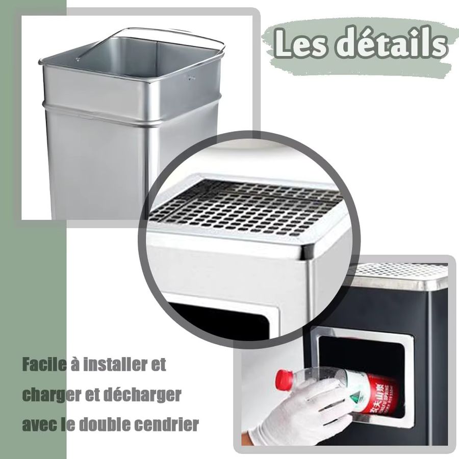 Ecole Hotel-Aschenbecher und Mülleimer aus Stahl in Silber/Schwarz mit 35 l oder 45 l Fassungsvermögen - Bild 3
