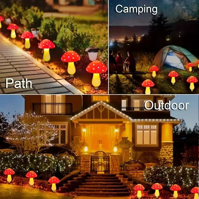 OKAL RED EAST LED Solar Pilzlampe in Rot für den Garten, wasserdichte dekorative Gartenlaterne zur Außenbeleuchtung - Bild 2