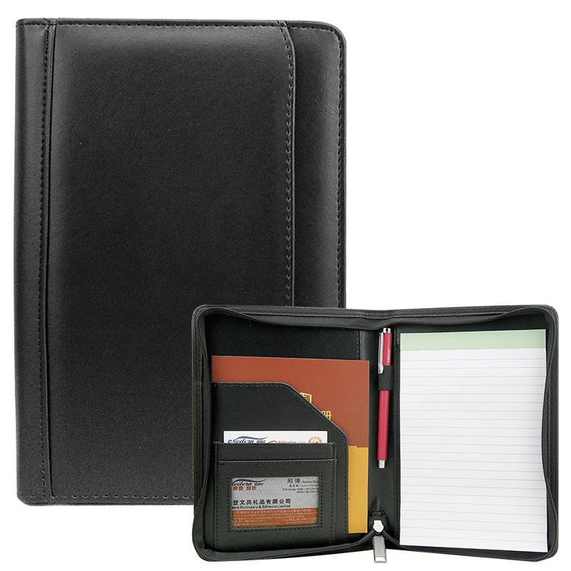 CreativeCorner A5 Business Ordner aus PU-Leder in Schwarz mit Reißverschluss, Taschenrechner und Clip - Bild 3