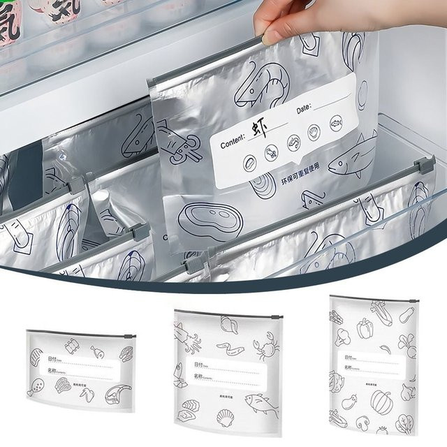 10er Set wiederverwendbare Aluminium Folie Lebensmittel Beutel in Silber, auslaufsichere Zip-Lock Stand Up Gefrierschrank Beutel - Bild 1