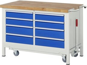 Rau Werkbank mit Fahrgestell und 8 Schubladen, Blau, B: 125 cm, T: 70 cm, H: 88 cm - Bild 1