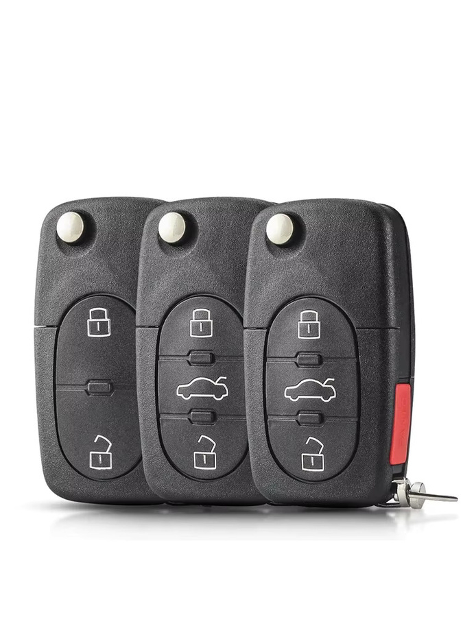 KEYYOU Auto Schlüssel Shell Abdeckung für Audi A2 A3 A4 A6 A8 B5 RS4 TT 1994-2004 Quattro in Schwarz mit CR1620/CR2032 Halter - Bild 4