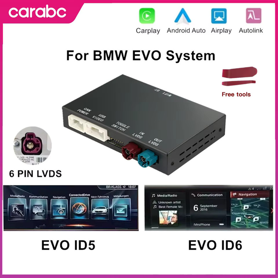 CARABC Wireless CarPlay und Android Auto Adapter für BMW Serie 1, 2, 3, 4, 5, 7 sowie X1, X2, X3, X4, X5, X6 und Mini, inklusive AirPlay Spiegelung und Kameraunterstützung, Schwarz - Bild 2
