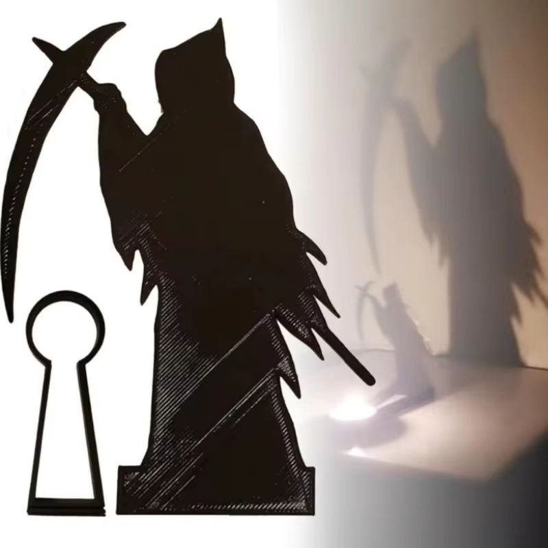 Schwarzer Halloween Kerzenhalter aus Metall für Teelicht als dekorative Schattenrolle für Innen und Außen - Bild 3