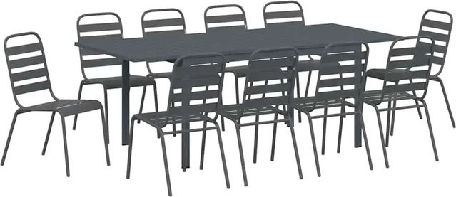 vidaXL Garten Essgruppe aus Stahl, 11-teilig, Anthrazit matt - Bild 1