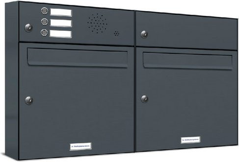 AL Briefkasten für 2 Parteien, Aufputzmontage, grau, B/H/T: 76,6 x 45,6 x 11,6 cm - Bild 1