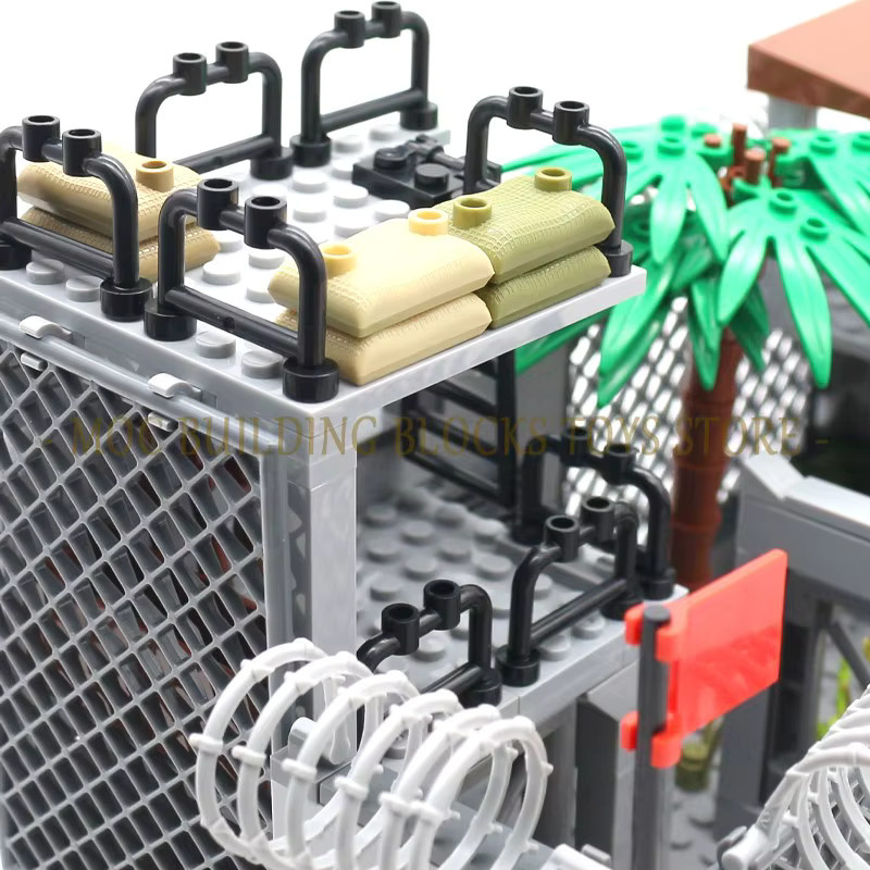 Jile Militärische Basis Gefängnis Szene MOC Bausteine Set aus Kunststoff in Grau - Bild 4