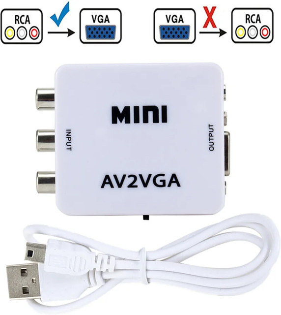 Mini Video-Konverter RCA AV zu VGA in Weiß mit 1080P Auflösung - Bild 1