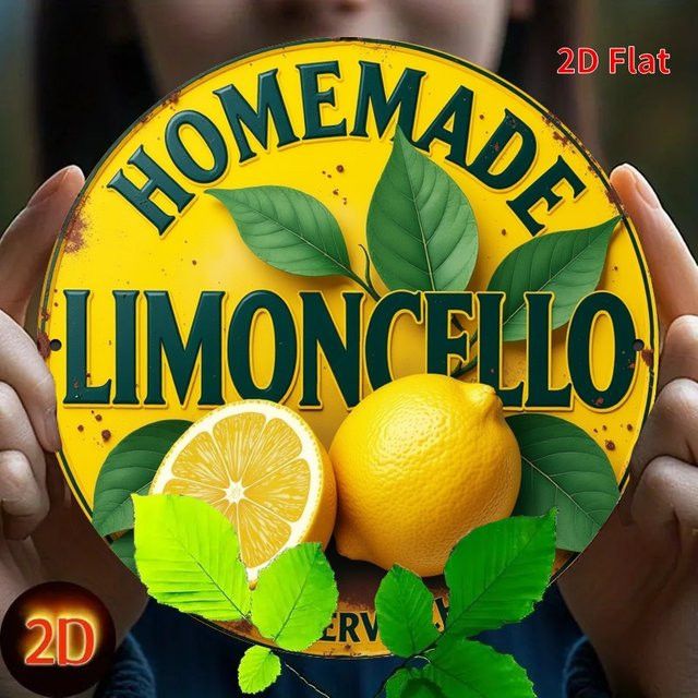 Vintage Metallschild Hausgemachte Limoncello Wanddeko Gelb B/H: 19,81 x 19,81 cm - Bild 1