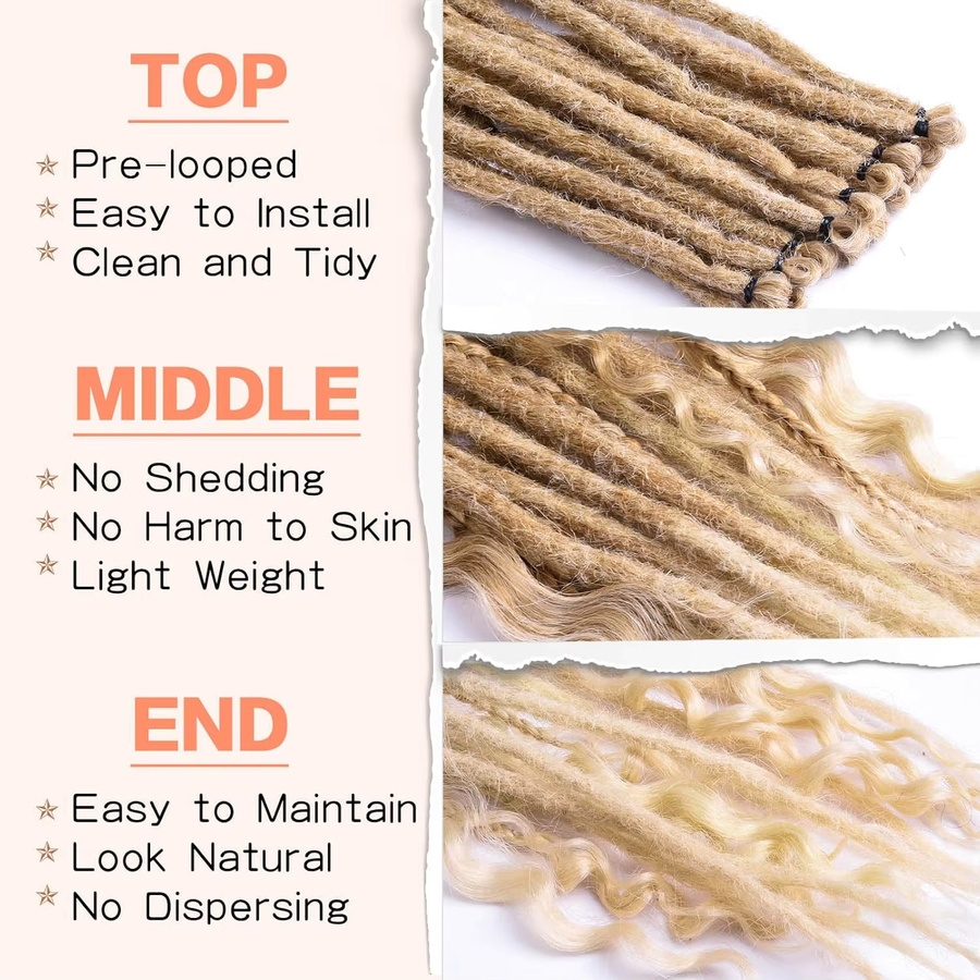 DinDong Dreadlocks Haarverlängerungen, 24 Zoll, synthetisch, Damen - Bild 2