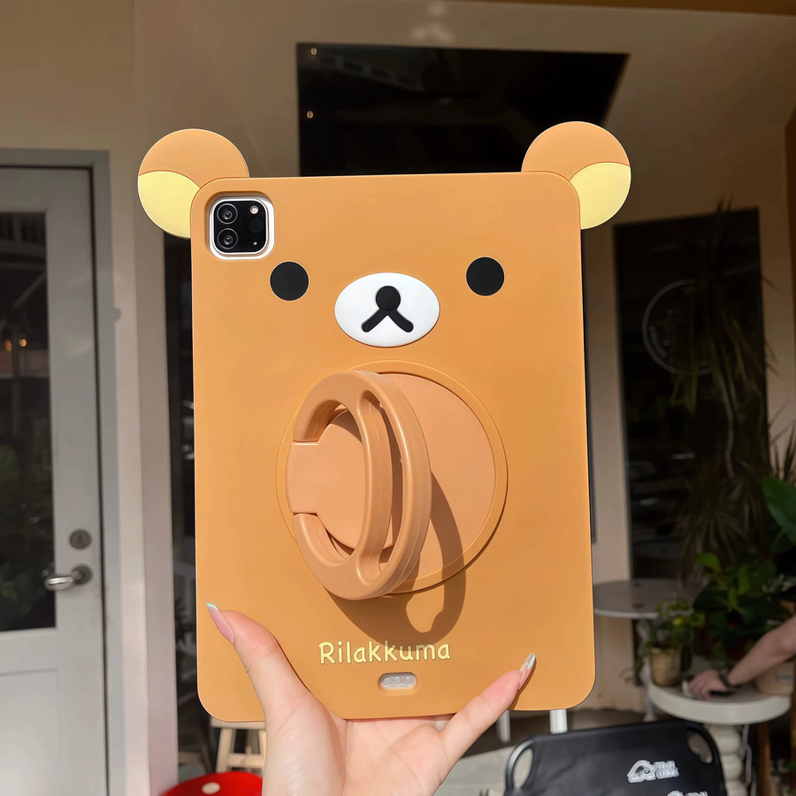 Rilakkuma iPad Schutzhülle mit Cartoon Design in Braun für verschiedene iPad Modelle - Bild 2