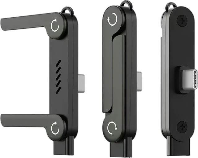 Fireurus USB-C OTG Adapter mit Ständer und 90-Grad-Buchse, 240W PD Konverter in Schwarz - Bild 1