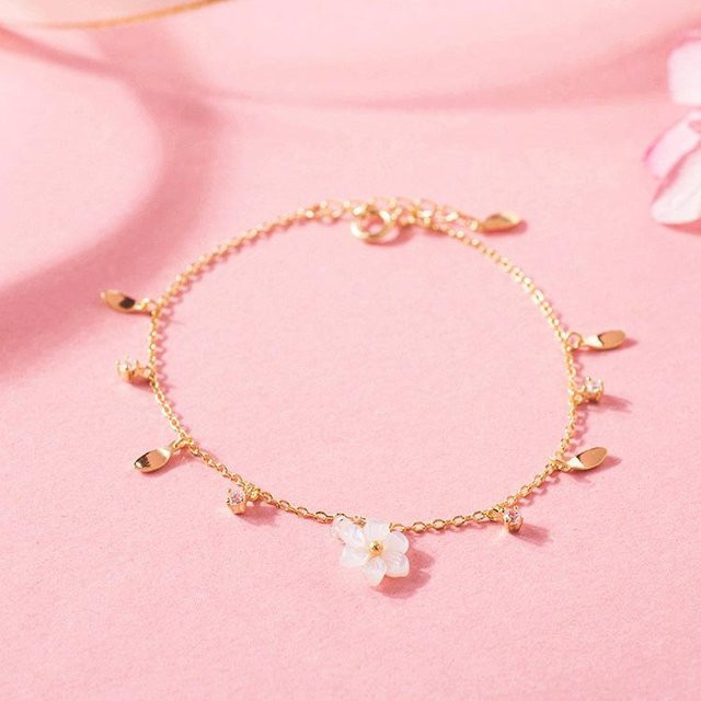 Armband Allbestart, 925 Silber vergoldet, Muschel, Zirkonia, Damen, pink - Bild 1