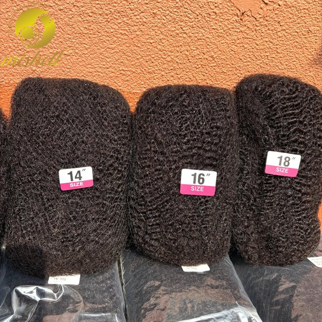 MISHELL Afro Kinky Curly Echthaar-Extensions, 10-18 Zoll, Brasilianisches Remy-Haar, Unisex - Bild 1