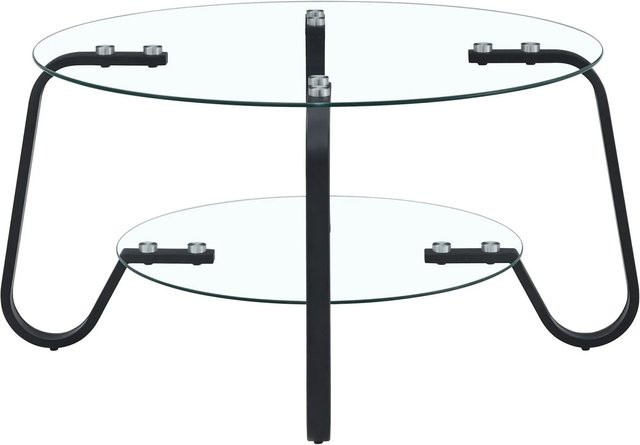 okwish Couchtisch mit Glasplatte und Metallrahmen in Schwarz und Transparent, Modernes Design für dein Wohnzimmer, B/T/H: 80 x 80 x 45 cm - Bild 1