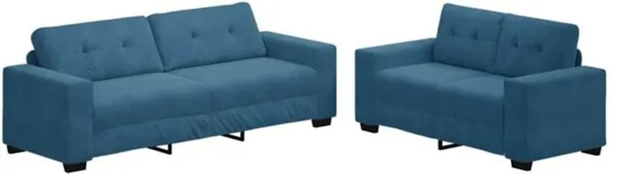 vidaxl 2-teiliges Schlafsofa-Set aus blauem Samt mit Kissen und Metallgestell im modernen Design - Bild 1