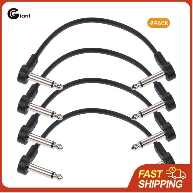 Ggiant AC-8 Gitarren-Effektpedal Patchkabel Set, 4er-Pack, Schwarz, 1/4 Zoll Rechtwinklige Anschlüsse, Länge: 15,24 cm - Bild 1