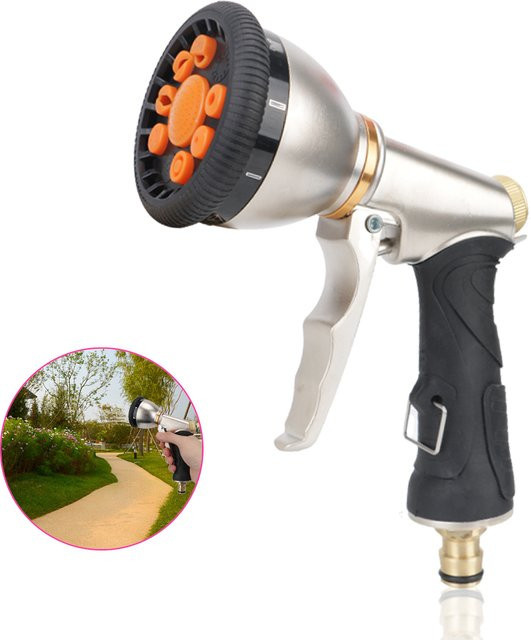Rotierende Wasserspritzpistole in Schwarz mit einstellbarem Hochdruck und variabler Durchflusskontrolle für die Gartenbewässerung und Autowaschanlage - Bild 1