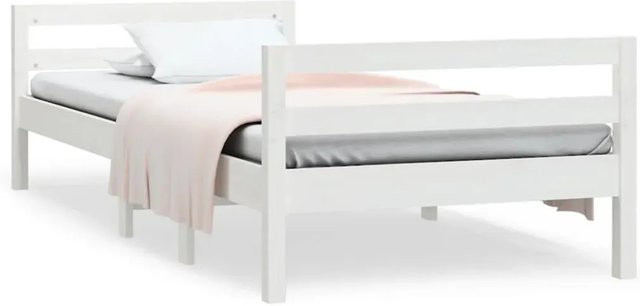 vidaXL Massivholzbett aus Kiefer in Weiß, B/T/H: 90 x 190 x 52,5 cm - Bild 1