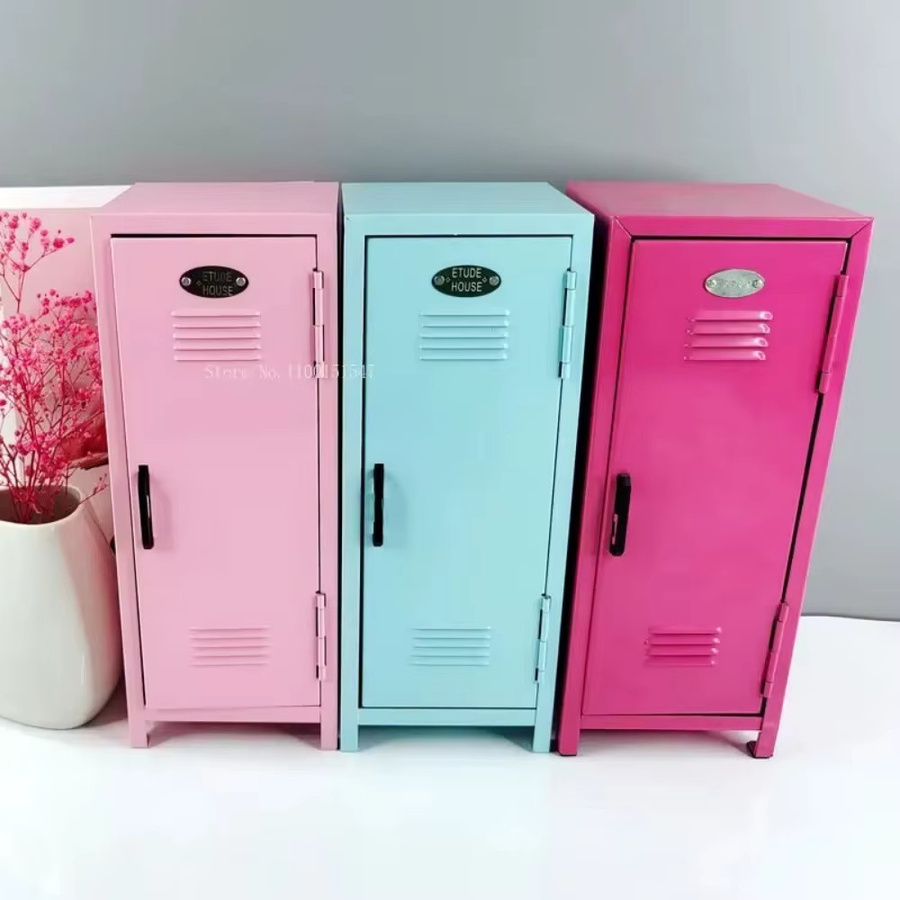 Eisen-Aufbewahrungsbox aus Metall in Blau für Kosmetik, Papier und Kleinteine, Mini-Spind-Schrank für den Schreibtisch, Breite: 27,5 cm, Tiefe: 10,5 cm - Bild 2