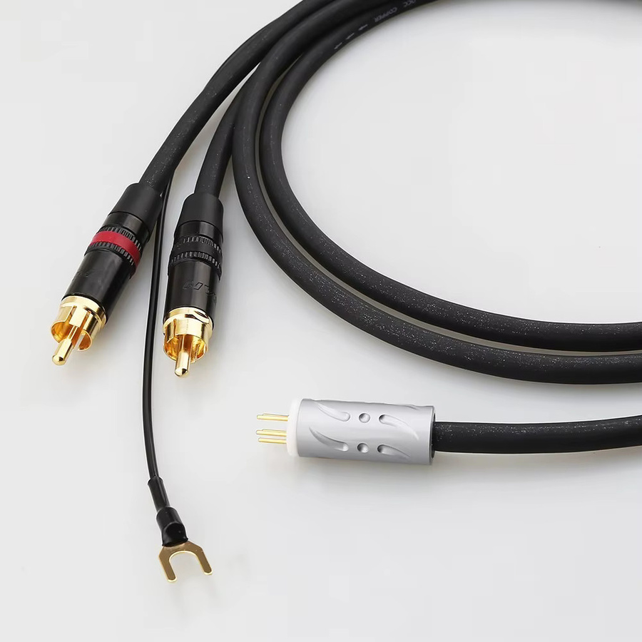 Viborg Tonarmkabel mit 5-Pin DIN-Stecker auf 2 RCA und Erdungsdraht in Schwarz für Rega Sumiko Jelco Grace 707 Plattenspieler - Bild 4