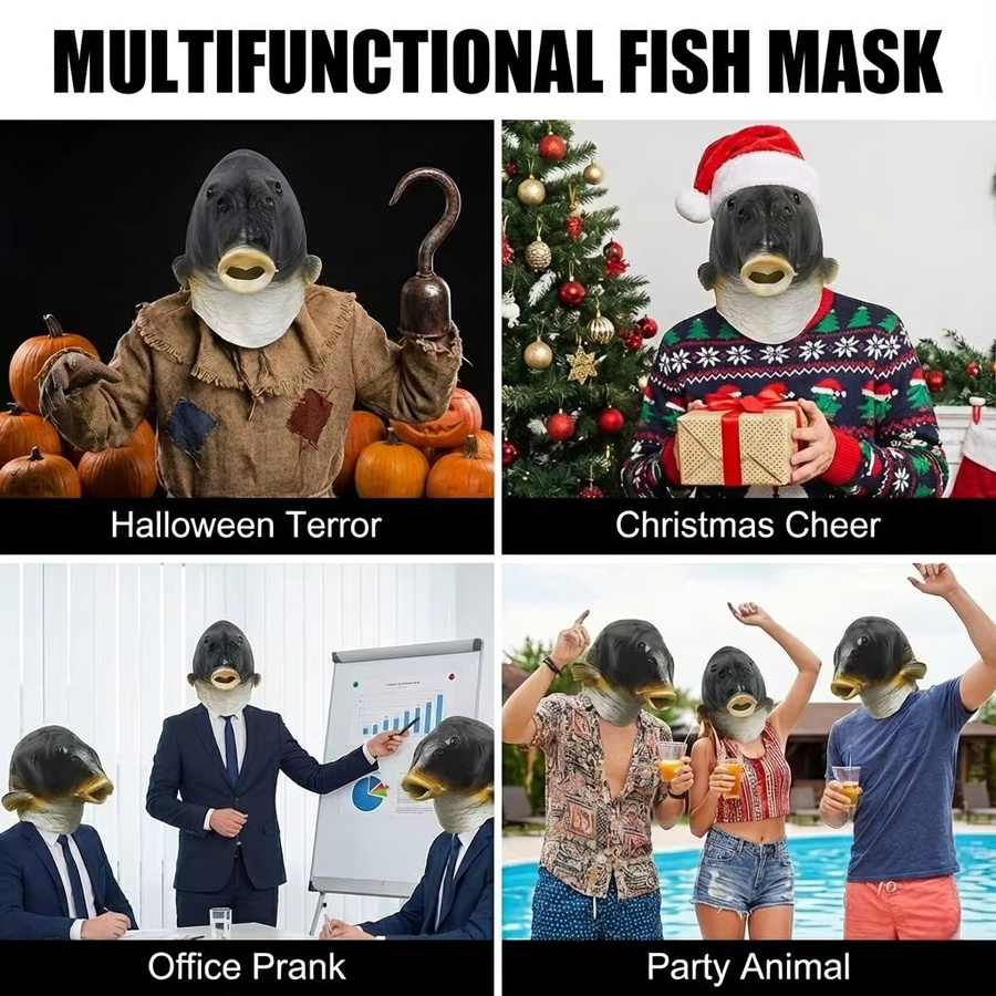 patygr Grüne Fischkopfmaske, Tierkostüm Requisite, Gummi - Bild 4