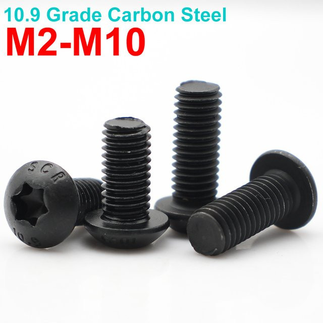 Zimir Torx-Knopfkopfschrauben aus legiertem Stahl, Güteklasse 10.9, Farbe Schwarz, Sechslappiger Sternschlitz, Maschinenschrauben M2 M3 M4 M5 M6 M8 M10 - Bild 1