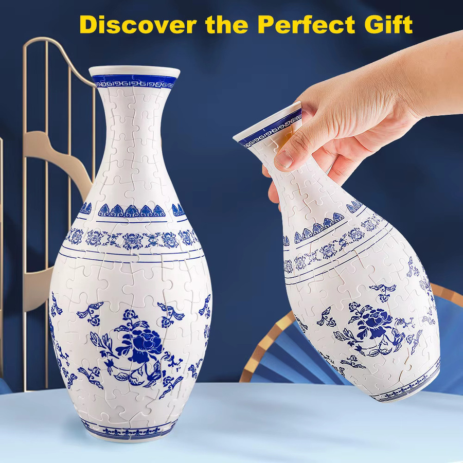 CONUSEA 3D Puzzle Vase mit floralem Design aus Pappe und Kunststoff - Bild 5