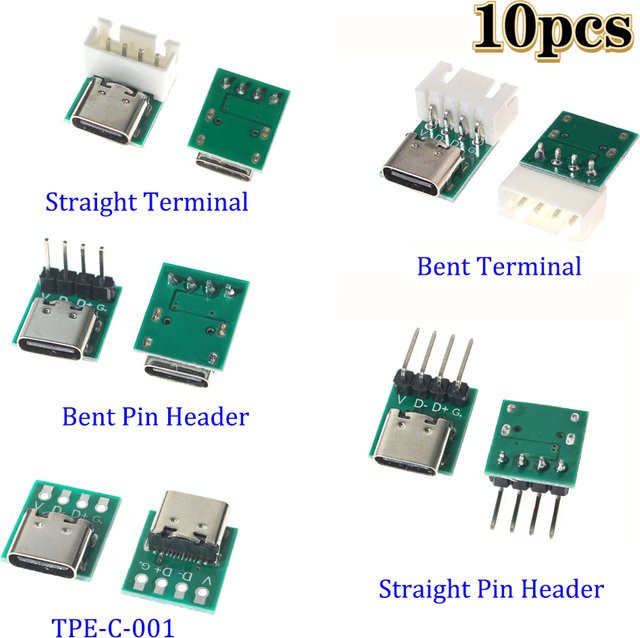 10-teiliges USB 3.1 Typ-C Testplatinen-Set in Grün, 16P 2,54 mm PCB-Konverter für Hochstrom-Stromversorgungsadapter - Bild 1