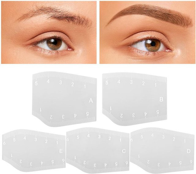 GUGCGV PMU-Brauenlineal, 5 Stück, transparente Microblading-Schablonen, Unisex - Bild 1