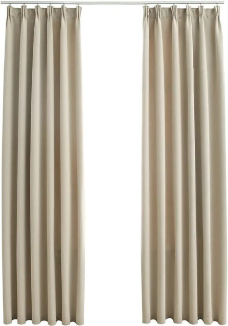 vidaXL Verdunkelungsvorhänge mit Haken, 2 Stück, Beige, B: 140 cm, H: 225 cm - Bild 1