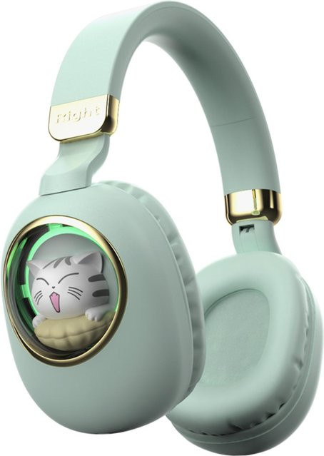 Andoer Kabellose Over-Ear Gaming-Headset mit Cartoon-Tier-Design und Bluetooth 5.3, Hellgrün - Bild 1