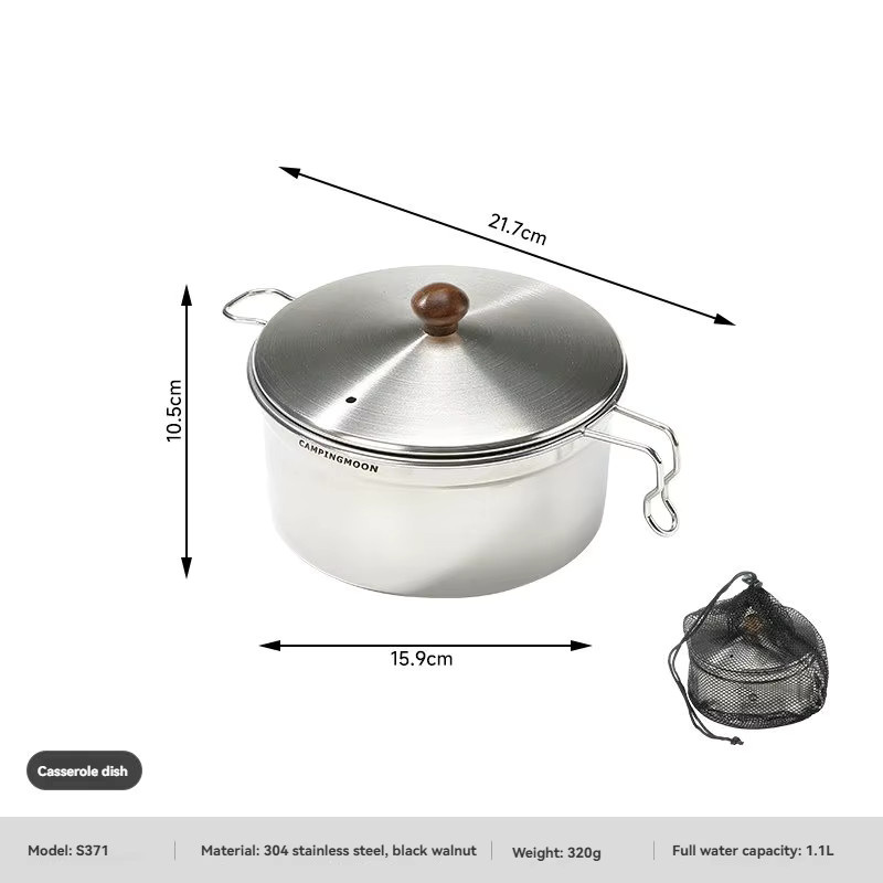 CAMPINGMOON Leichtes Wandertopf-Set aus Edelstahl in Silber für Outdoor-Camping und Kochaktivitäten - Bild 6