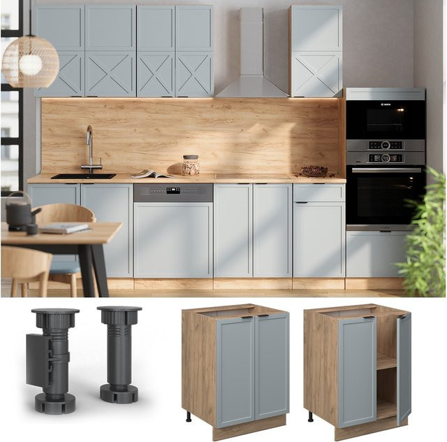 Vicco Unterschrank Fame-Line in Eiche Hellblau-Grau gerahmt mit einer Breite von 60 cm ohne Arbeitsplatte - Bild 1