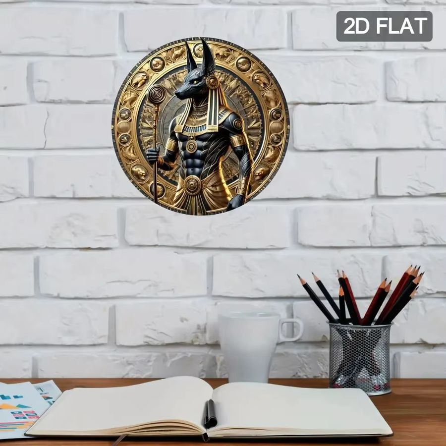 Zeegoon Wanddekoration Ägyptischer Gott aus Metall, rundes Metallschild für Zuhause, Büro und Café - Bild 4
