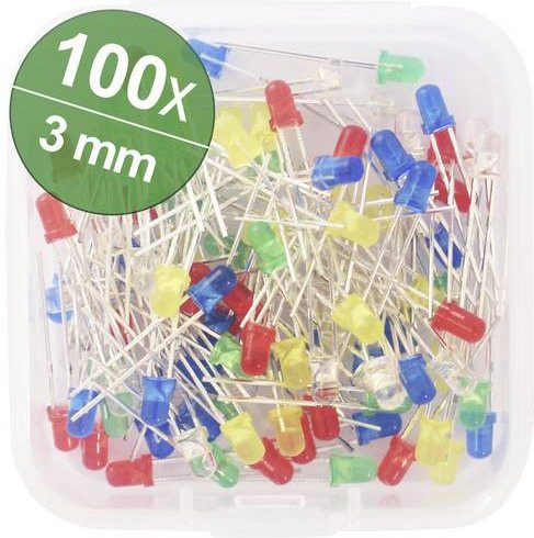 Quadrios LED-Sortiment bunt 3mm mit Farben Rot, Blau, Grün, Gelb, Weiß und Multicolour - Bild 1