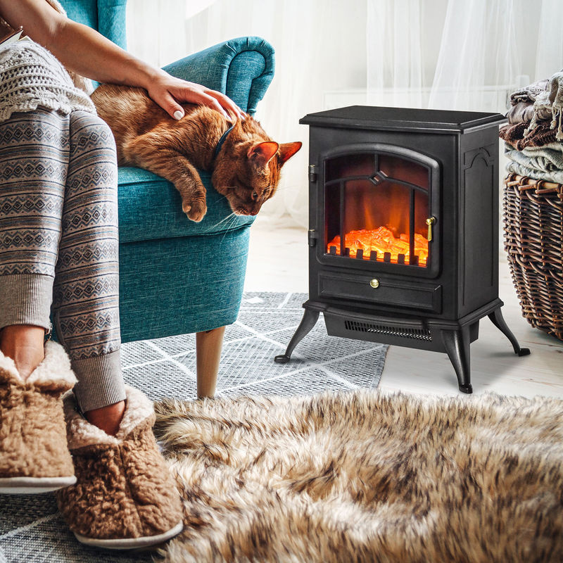 HOMCOM Elektrokamin Kaminofen mit Flammeneffekt in Schwarz, B/T/H: 45 x 28 x 54 cm - Bild 2