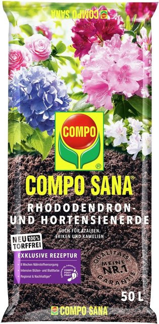 Compo Sana Spezialerde für Rhododendron, Hortensien, Azaleen, Eriken und Kamelien, torffrei, 50 kg - Bild 1