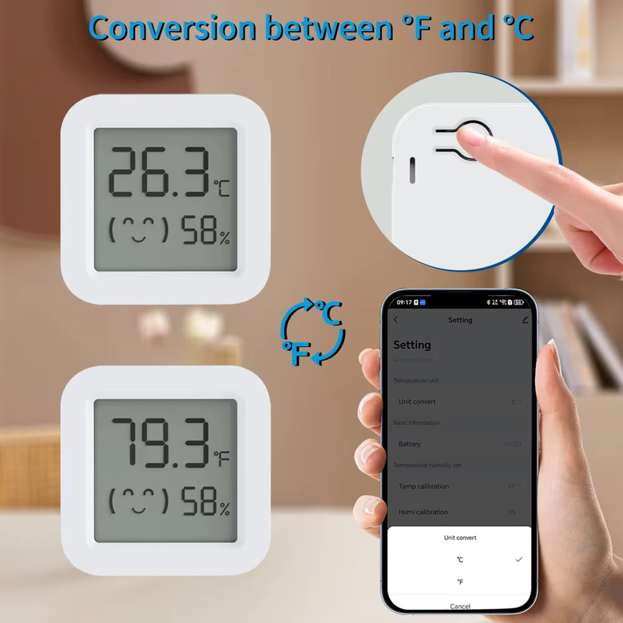 Tuya Smart Bluetooth Temperatur- und Feuchtigkeitssensor mit LCD-Display und App-Steuerung, Weiß - Bild 3