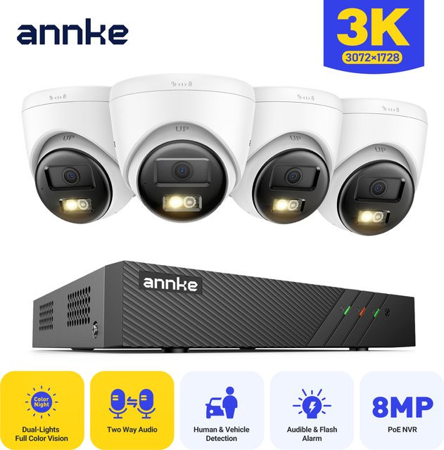 ANNKE H500P 3K Ultra HD PoE Videoüberwachungssystem mit 8CH 8MP NVR und 5MP Nachtsichtkameras in Weiß - Bild 1