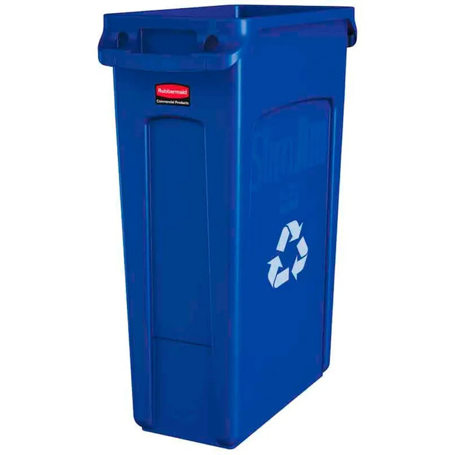 Rubbermaid Slim Jim Mülleimer mit Belüftungskanälen und Recyclingsymbol, Blau, H x B x T: 76,2 x 28 x 56 cm - Bild 2