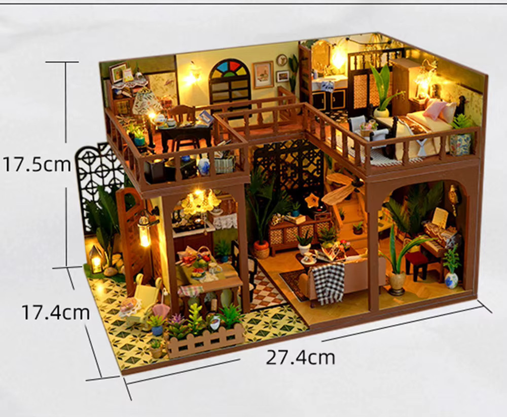 StartCabin DIY Mini Holz Puppenhaus Möbel Set mit Licht Kit in Multicolour - Bild 3