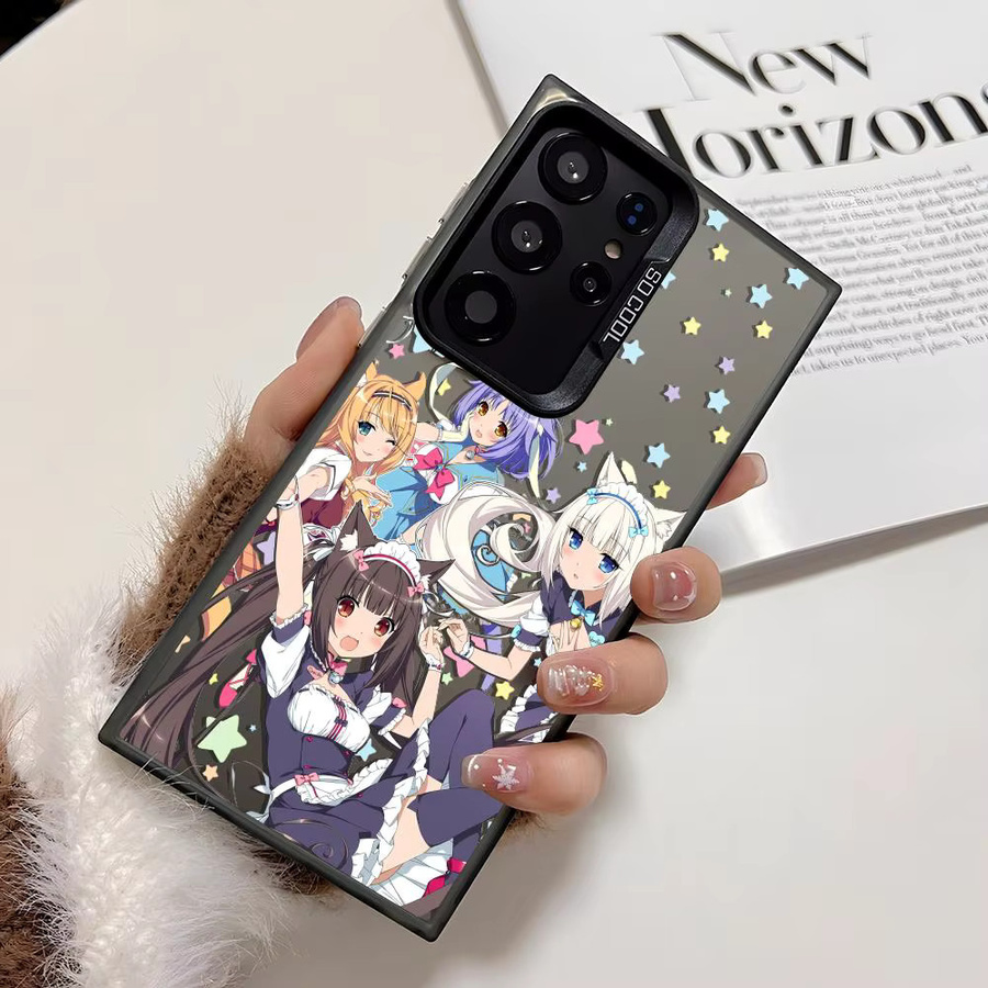 N-NekoparaS Anime Handyhülle aus Silikon für Samsung Galaxy S25 Edge S24 S23 S22 S21 S20 Ultra in Silber - Bild 2